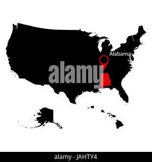 map of the U.S. state of Alabama  Stock Vector