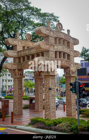 Kuala Lumpur, Malaysia - March 9, 2017: Little India neighborhood was recently transformed into a wide street with Indian stores and restaurants run by the country’s Indian community. Stock Photo