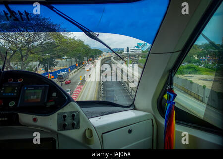 Kuala Lumpur, Malaysia - March 9, 2017: The KL Monorail is a short and elevated monorail system that connecting destinations within the city centre along 11 stations and 8.6 km. Stock Photo