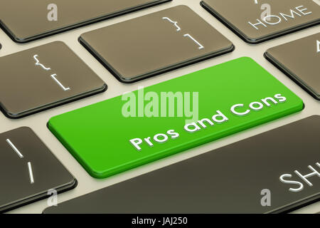 pros and cons button on keyboard. 3D rendering Stock Photo