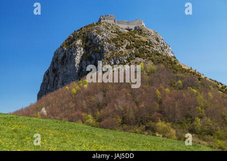Chateau de Montsegur, Occitanie, France. Stock Photo