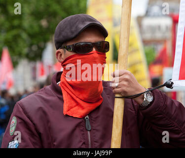 International Workers Day annual May Day march from Clerkenwell to Trafalgar Square , London, UK  Featuring: Atmosphere, View Where: London, United Kingdom When: 01 May 2017 Credit: Wheatley/WENN Stock Photo