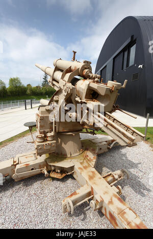 A German 88 mm anti-aircraft gun outside the Dead Man's Corner Museum in Normandy, France Stock Photo