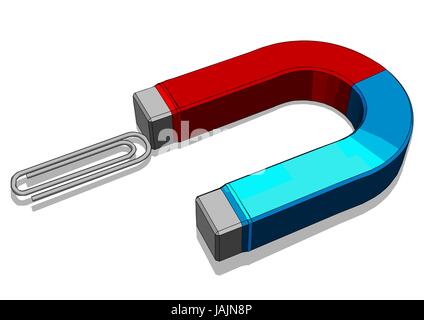 magnet blue and red color on white background Stock Vector