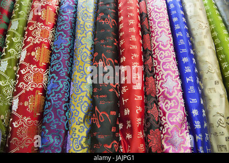 China,Peking,silk market,substances,silk,medium close-up,detail, Stock Photo