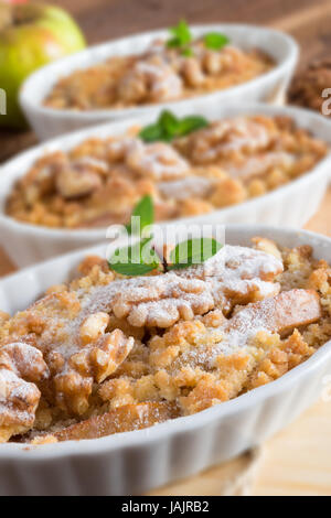 Apple Walnut streusel cake Stock Photo