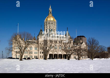 The Connecticut State Capital in Hartford on a winter's day Stock Photo