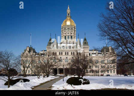 The Connecticut State Capital in Hartford on a winter's day, USA Stock Photo