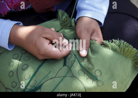 Mexico,Chiapas,Zinacantan,textiles,embroidery goods,hands,embroidering,Fairly Trade, Stock Photo