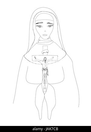 Vector illustration of nun Stock Photo