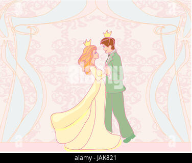 Illustration of dancing prince and princess Stock Photo