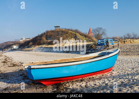 Ein Boot am Strand von Rerik. Stock Photo