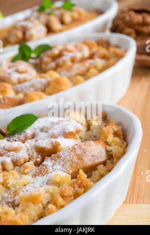 Apple Walnut streusel cake Stock Photo