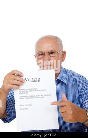 Senior bei Vertragsabschluss Stock Photo