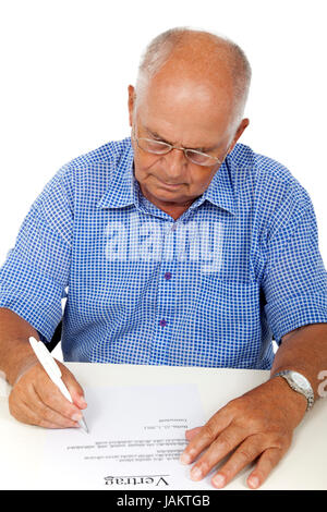 Senior bei Vertragsabschluss Stock Photo