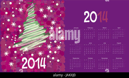 Vector illustration of postcard calendar to a new 2014 year Stock Photo
