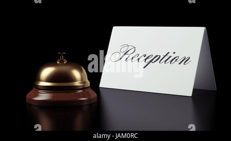 Hotel Bell Sign isolated on black background Stock Photo