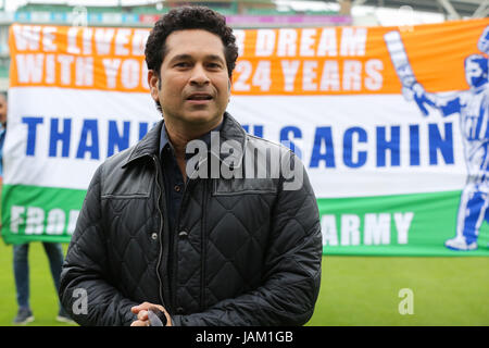 Photocall with the legendary cricketer, Sachin Tendulkar at Kia Oval, for the upcoming release of his film, Sachin: A Billion Dreams. The film follows Sachin Tendulkar’s journey from a young boy to one of the most celebrated sportsman of all time, releases on May 26th. Directed by award-winning filmmaker James Erskine, this film allows fans to walk into the Master Blaster’s life and also feature India's cricketing legends M.S. Dhoni and Virender Sehwag. The music is composed by A.R. Rahman.  Featuring: Sachin Tendulkar Where: London, United Kingdom When: 06 May 2017 Credit: Dinendra Haria/WENN Stock Photo