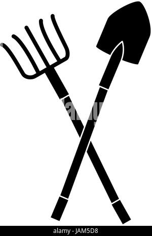 Rake with shovel crossed Stock Vector Image & Art - Alamy