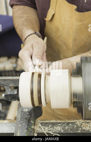 Wood turner crafting, carpentry and joiner Stock Photo - Alamy