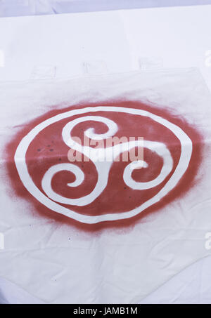 Celtic Red symbol painted on white sheet, old Stock Photo