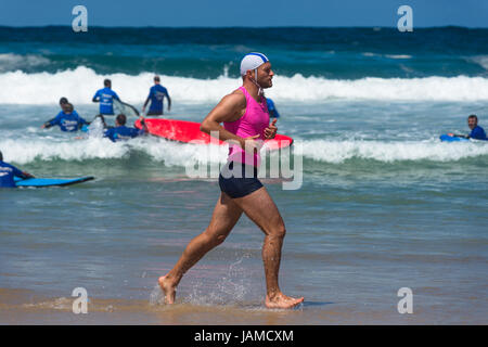 Water safety and Surf Life saving club in action on Bondi Beach, Sydney, Australia. Stock Photo