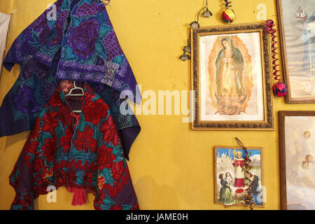 Mexico,Chiapas,Zinacantan,textiles,embroidery goods,saint's pictures,Fairly Trade, Stock Photo