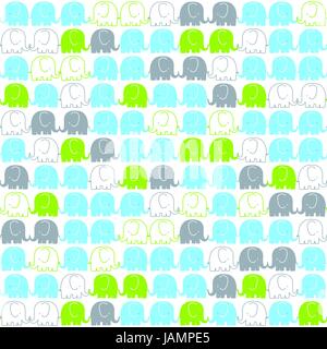 cute elephants tileable pattern on white background Stock Vector