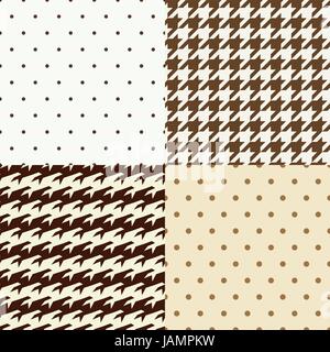 set of polka dots and dogtooth seamless pattern Stock Vector