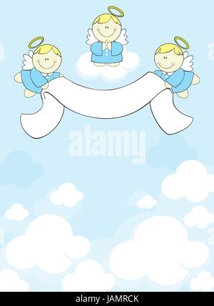 cute baby angels with ribbon banner Stock Vector Image & Art - Alamy
