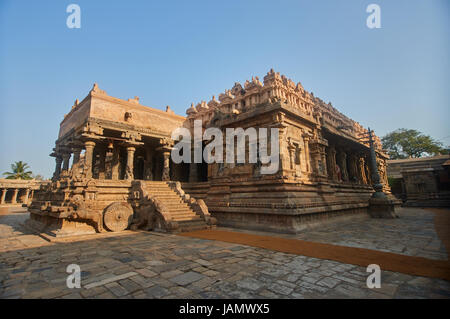 iravatesvara Temple located in the town of Darasuram near Kumbakonam in Tamil Nadu.This temple, built by Rajaraja Chola II Stock Photo