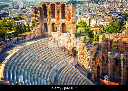 Odeon of Herodes Atticus in Acropolis of Athens Stock Photo