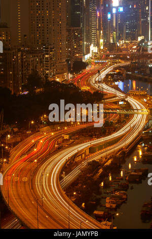 Island Eastern Corridor Motorway through Causeway Bay and  Wan Chai, Hong Kong, China Stock Photo