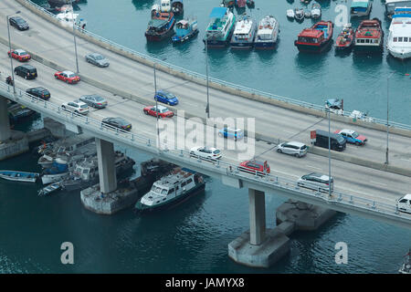 Island Eastern Corridor Motorway by Causeway Bay Typhoon Shelter, Causeway Bay, Hong Kong, China Stock Photo