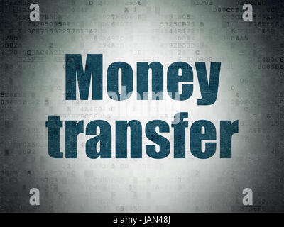 Business concept: Painted blue word Money Transfer on Digital Data Paper background Stock Photo