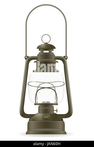 kerosene lamp old retro vintage icon stock vector illustration isolated on white background Stock Vector