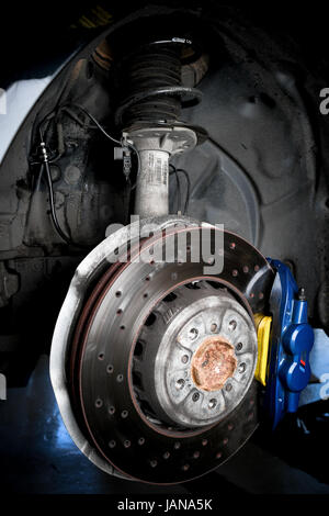 Brake change on BMW M3 to custom sports brakes Stock Photo - Alamy