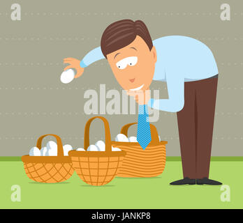 Putting eggs in different baskets Stock Photo