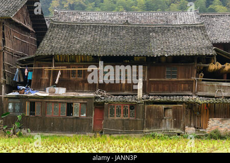 China, Zhaoxing - gorgeous Dong village is packed whit traditional wooden structures, several wind-and-rain bridges and remarkable drum towers, Guizho Stock Photo