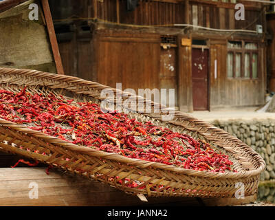 China, Zhaoxing - gorgeous Dong village is packed whit traditional wooden structures, several wind-and-rain bridges and remarkable drum towers, Guizho Stock Photo