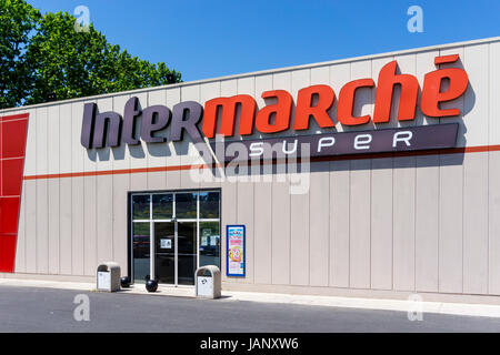 Intermarche Super supermarket at Magalas in the south of France. Stock Photo