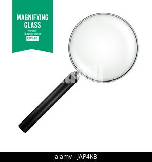 Realistic Magnifying Glass Vector. Isolated On White Background, With Gradient Mesh. Magnifying Glass For Zoom Stock Vector