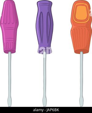 Tools, set of screwdrivers with various handles, isolated on white. Vector Stock Vector