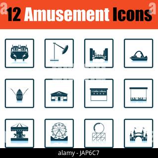 Amusement park icon set. Shadow reflection design. Vector illustration. Stock Vector