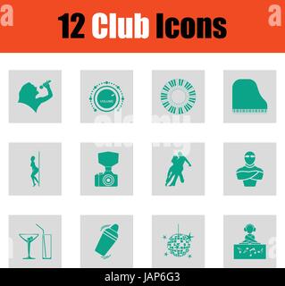 Set of club icons. Green on gray design. Vector illustration. Stock Vector