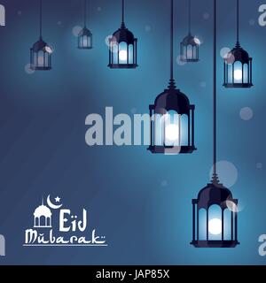 Vector Illustration of Eid Mubarak greeting card design on 