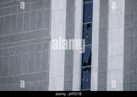 Tehran, Iran. 7th June, 2017. Iran's Parliament building is seen with bullet holes on windows after gunmen opened fire at Iran's parliament and the shrine of Ayatollah Khomeini in the capital Tehran, Iran. The terrorist militia ISIS claimed responsibility for the attacks. Credit: Erfan Kouchari/Tasnim/IranImages/ZUMA Wire/17�Թ����� Live News Stock Photo
