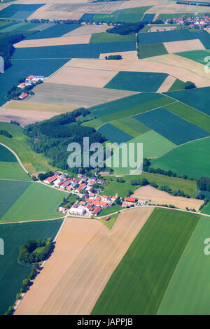 Germany, Bavaria, farmland, villages, aerial view, Stock Photo