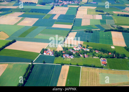 Germany, Bavaria, farmland, villages, aerial view, Stock Photo