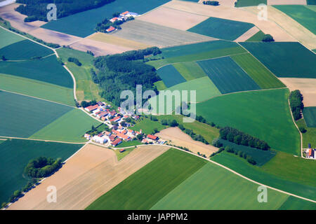 Germany, Bavaria, farmland, villages, aerial view, Stock Photo